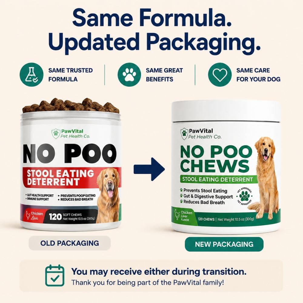 No Poo Chews for Dogs, Coprophagia Stool Eating Deterrent, Stop Eating Poop Supplement with Probiotics, Digestive Enzymes & Breath Aid Support, Gut Health & Digestive Support, Chicken Flavor, 120 Ct