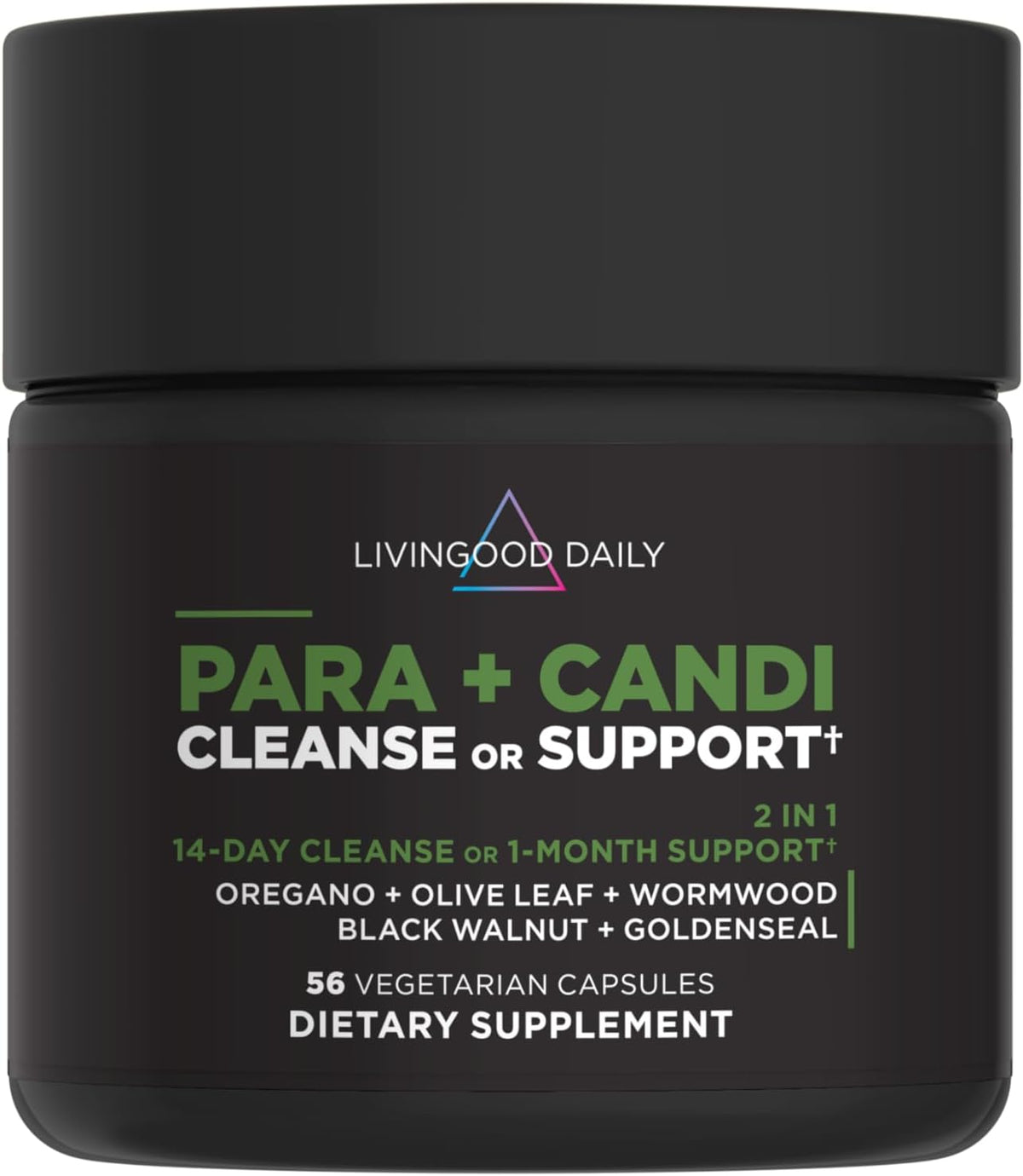 Livingood Herbal Digestive Balance Support with Oregano, Olive Leaf, Wormwood & Black Walnut - 56 Vegetarian Capsules