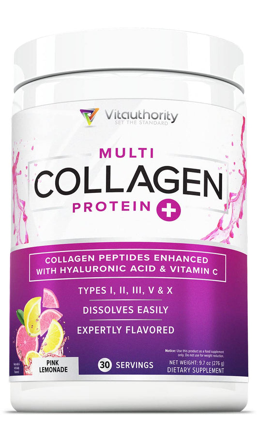 Multi Collagen Peptides Powder for Women - Hydrolyzed Flavored Collagen Powder for Women with Types I II III V & X Vitamin C & Hyaluronic Acid for Hair Skin