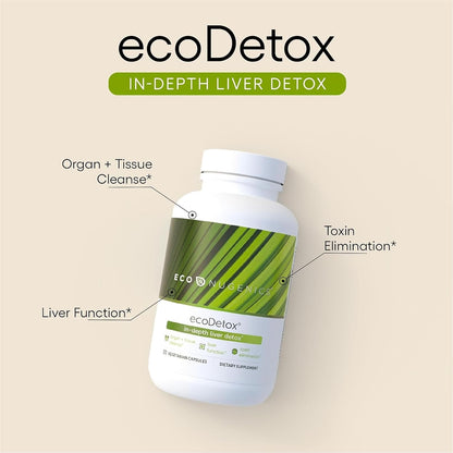 EcoNugenics Premium Detox Rescue Supplement Bundle – 28 Day Cleanse for Men & Women – Includes PectaSol, GlyphoDetox, ecoDetox, PowerBiotic, ecoDigest and Ten Mushroom