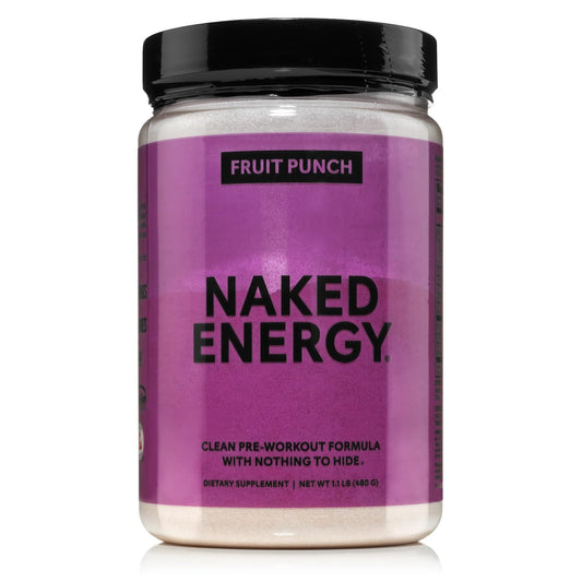 NAKED Fruit Punch Energy - Clean Pre Workout Supplement for Men and Women, NSF Certified, Vegan Friendly, No Added Sweeteners