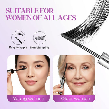 Washable Black Metal Wand Mascara, Waterproof Fiber Iron Mascara Tubing for for Volume & Length, 5D Curling Eyelash Quick-Dry, Long-lasting, Smudge Proof & No Flaking (Black)