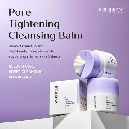 REJURAN® Pore Tightening Cleansing Balm with PDRx & c-PDRN 50ml – Deep Makeup & Blackhead Cleanser with Salmon DNA & Tannin Complex – 3-Step Transforming Balm, Fragrance-Free