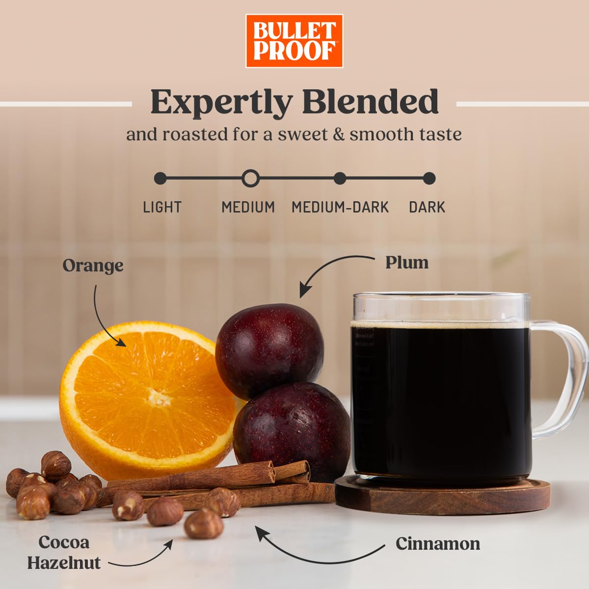 Bulletproof Original Medium Roast Whole Bean Coffee, 12 Ounces, Clean Coffee Tested for Toxins
