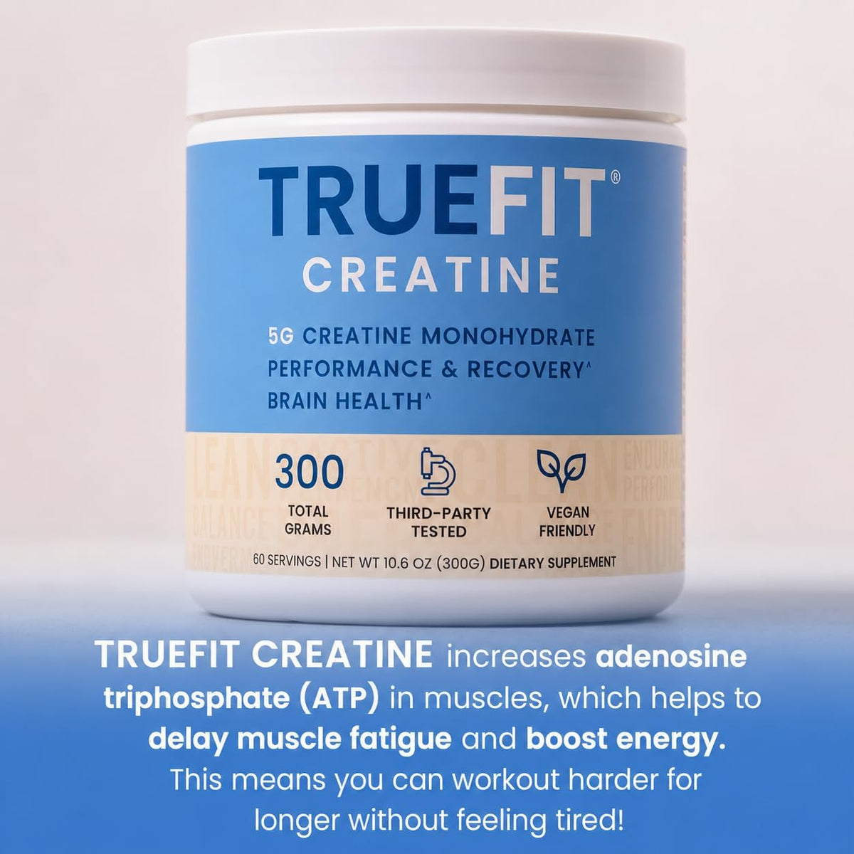 TrueFit Creatine Monohydrate Powder for Women & Men - 5g Pure Micronized | Premium Creatine Monohydrate for Strength, Lean Muscle, Recovery + Focus & Brain Health - Mixes Clean, Third Party Tested