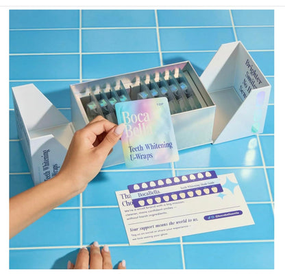 BocaBella Teeth Whitening Trays U-Wraps - 15% Hydrogen Peroxide Whitening Strips & Tray Alternative - Nano-Hydroxyapatite Enamel Safe - 10 Treatments
