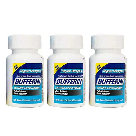 Bufferin Buffered Aspirin (NSAID) Coated Tablets Pain Reliever/Fever Reducer 130 ea (Pack of 3) BufferinBuy Supplements Australia