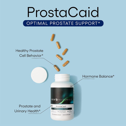 EcoNugenics ProstaCaid – Prostate Health Supplement for Men with Saw Palmetto Extract, Berberine, Turmeric BCM-95 Circumin, Quercetin, DIM, Mushrooms – Helps w/Detox, Immune Support – 120 Capsules