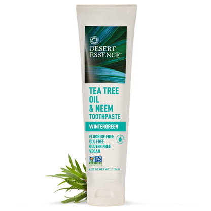 Desert Essence Tea Tree Oil Mint Toothpaste, Fluoride Free, 6.25 oz