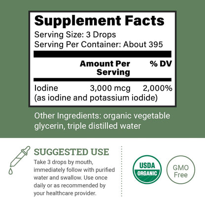 Organic Lugol's Iodine, Iodine and Potassium Iodide 2% Solution 3000 mcg - Liquid Supplement Drops for Thyroid Support for Women & Men, Metabolism Health, Detox Boost - Non-GMO, 395 Servings (2 Oz) Earth Harmony Naturals buy supplements Au