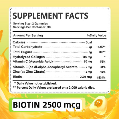 Collagen Gummies 1500mg, Multi Collagen Types I, II, III, 60 Count