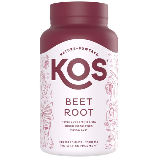 KOS Organic Beetroot Capsules 1500mg - USDA Organic, Antioxidant Power from Organic Beet Root Superfood, Supports Healthy & Active Lifestyle - Non-GMO,