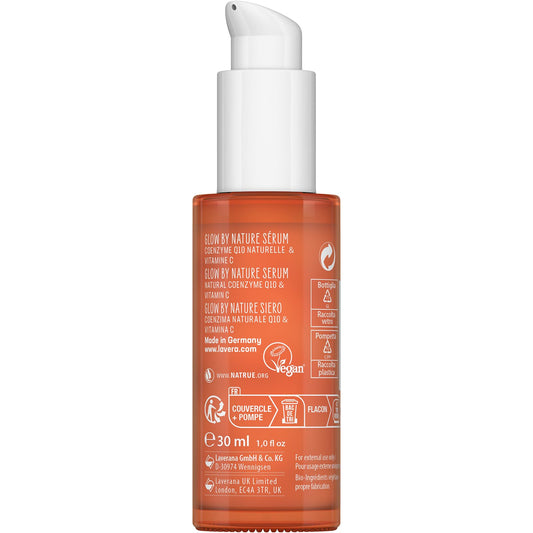 lavera Glow by Nature Serum - Face Serum with Q10 & Vitamin C for a Radiant Complexion - Moisturizing Facial Serum - Anti Wrinkle - PETA Certified