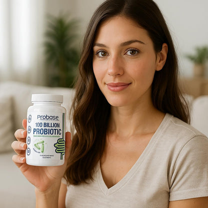 Probase Nutrition Probiotic, 100 Billion CFU, 10 Strains with Prebiotics, 30 Veggie Capsules, Gluten Free for Men and Women, 30-Day Supply