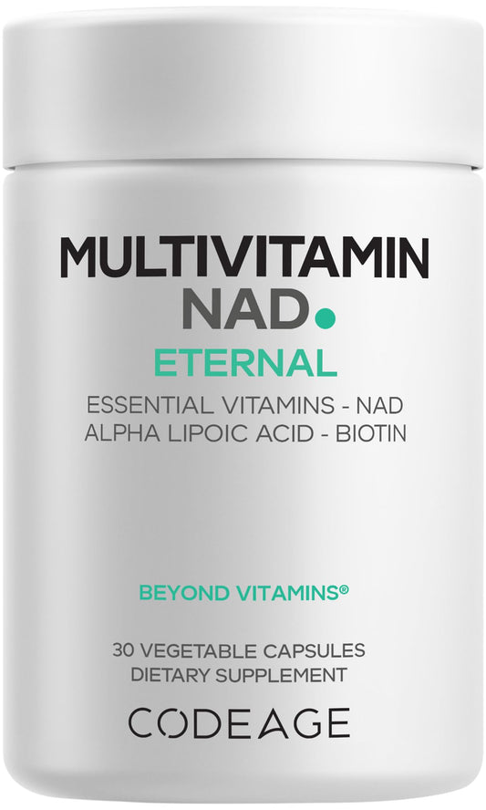 Codeage Multivitamin NAD Supplement - NAD+ Energy & Healthy Aging Support - Vitamin D3 K2, P5P, Methylated B12, Alpha Lipoic Acid, Folate, Riboflavin, Biotin, B Complex Pills - Non-GMO - 30 Capsules CodeageBuy Supplements Australia
