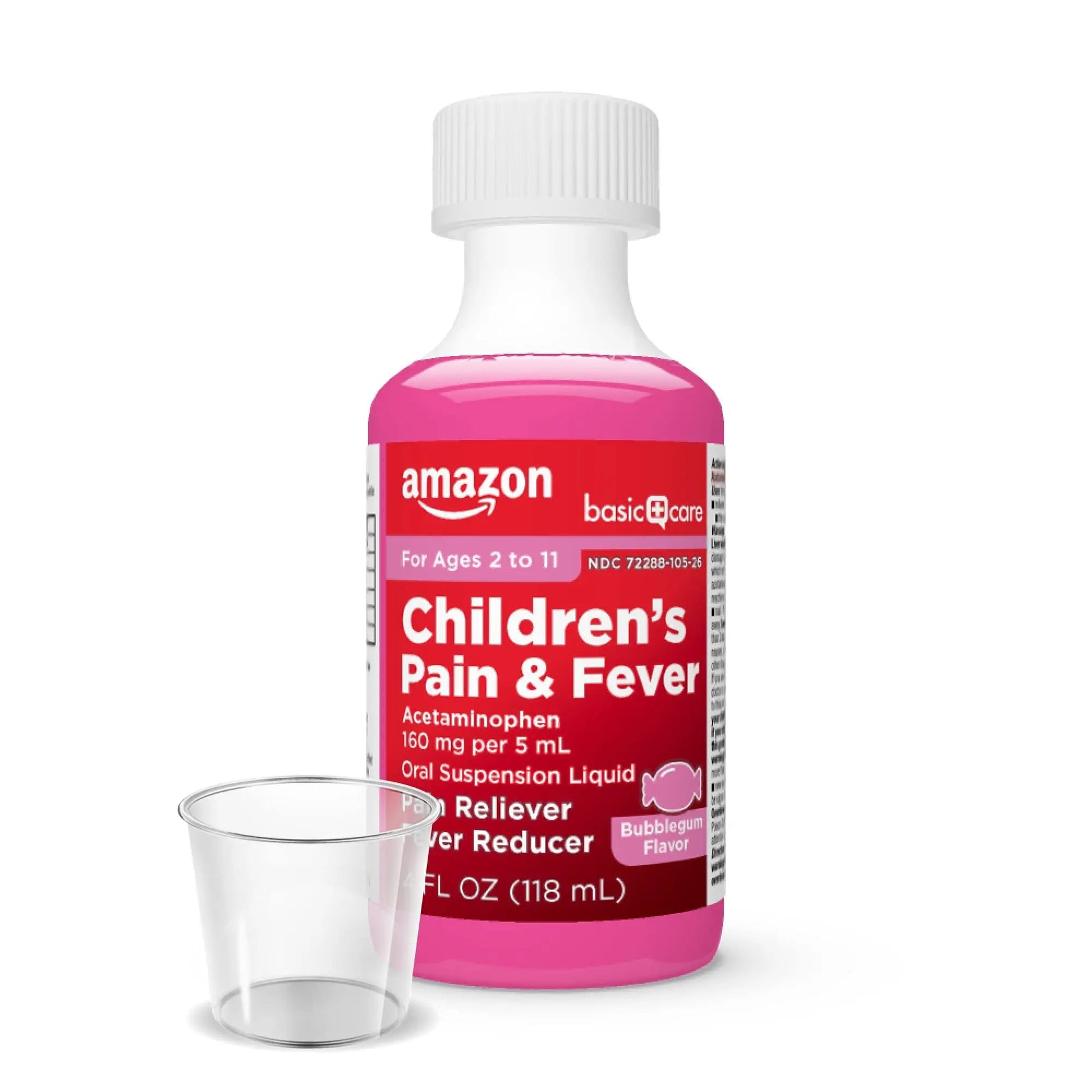 Amazon Basic Care Children's Pain Reliever and Fever Reducer, Acetaminophen 160 mg per 5 ml, Bubblegum Flavor, for Headache and Sore Throat, Ages 2-11 Years, 4 fl oz Amazon Basic CareBuy Supplements Australia