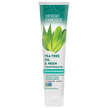 Desert Essence Tea Tree Oil Mint Toothpaste, Fluoride Free, 6.25 oz