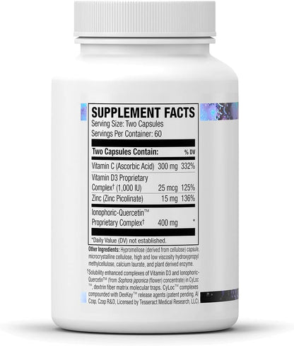 QuerciSorb Immuphore SR Quercetin, Immune Support Supplement, Sustained Release, Vitamin C, Vitamin D3 & Zinc, Supports Immune Function and Overall Health, Hypoallergenic, 400mg, 120 Vegi Caps