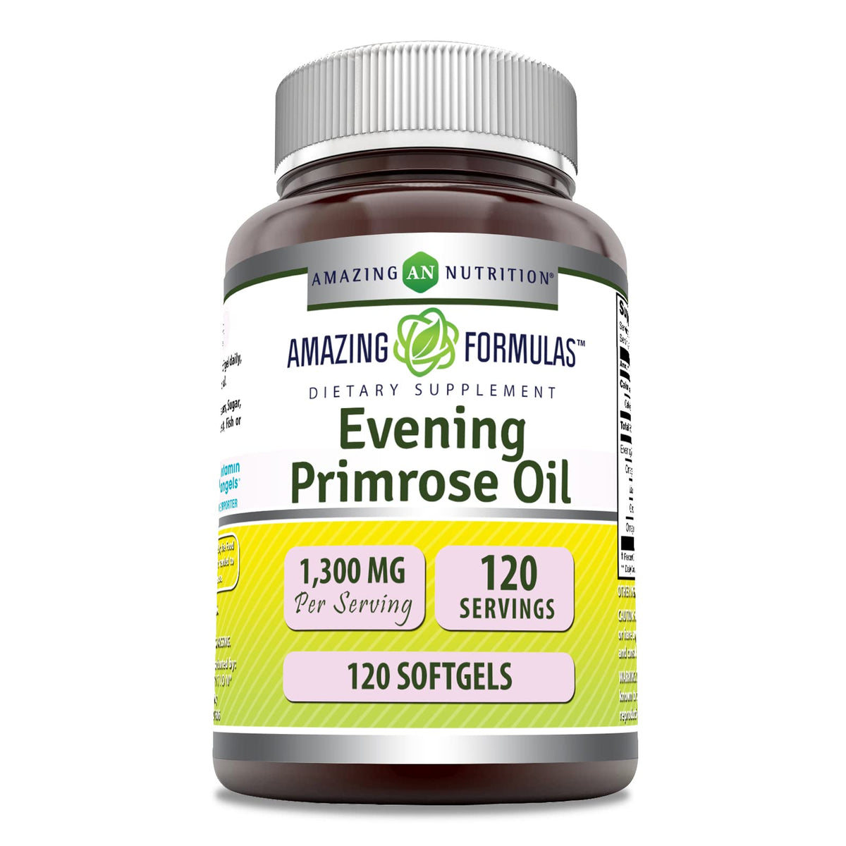 Amazing Formulas Evening Primrose Oil 1300mg, 10% GLA, Softgels Supplement | Hexane Free Cold Pressed Oil | Non-GMO | Gluten Free (250 Count)