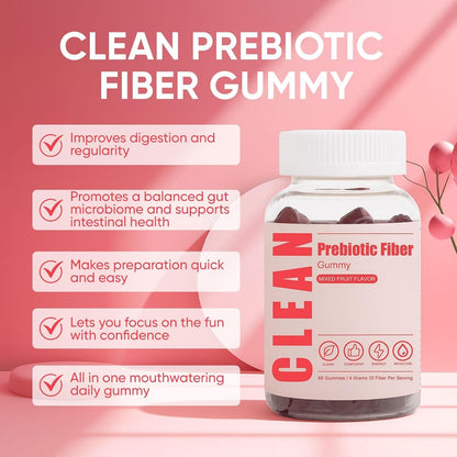 6525080 Clean Prebiotic Fiber Gummy, Clean Fiber Gummies for Men, Men Prebiotic Supplement for Digestive Gut Health, Non-GMO, 60 Gummies - dailyvitalstore