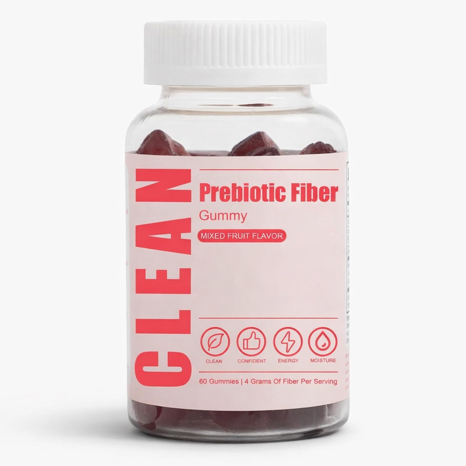 6525080 Clean Prebiotic Fiber Gummy, Clean Fiber Gummies for Men, Men Prebiotic Supplement for Digestive Gut Health, Non-GMO, 60 Gummies - dailyvitalstore