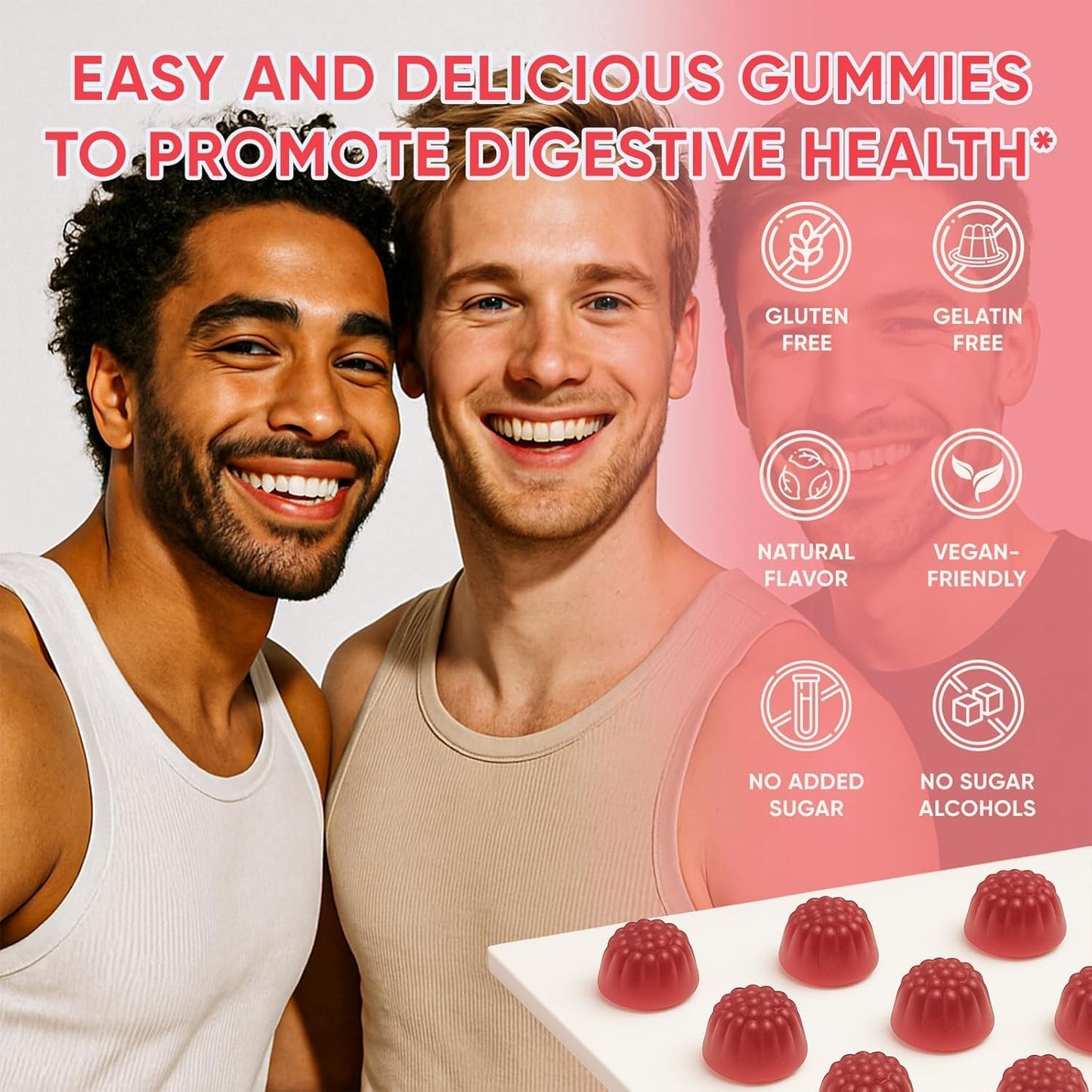 6525080 Clean Prebiotic Fiber Gummy, Clean Fiber Gummies for Men, Men Prebiotic Supplement for Digestive Gut Health, Non-GMO, 60 Gummies - dailyvitalstore