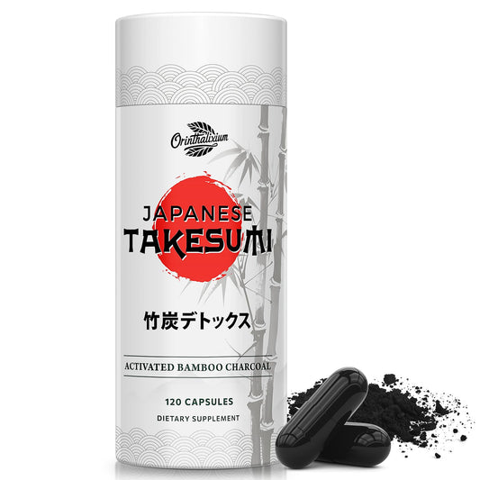 Orinthalixium Takesumi Activated Charcoal 2000mg – Activated Charcoal from Bamboo for Max Absorption, Detox & Gut, 120 Vegan Capsules