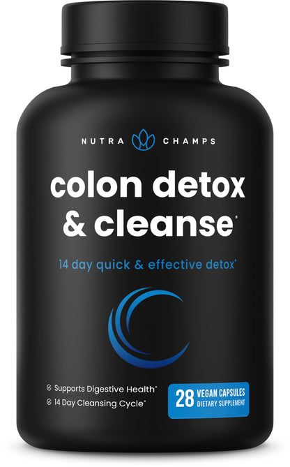 NutraChamps Colon Cleanse & Detox for Weight Loss [14 Day Quick Cleanser] Safe & Effective Formula with Probiotic