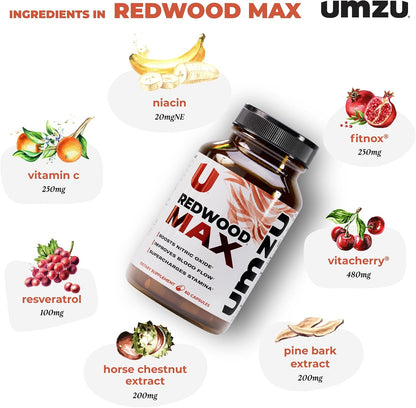 UMZU Redwood Max Nitric Oxide Booster, 1 Month Supply