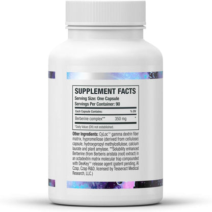 Tesseract Medical Research BerberActiv-QR Berberine Immune Support Supplement, Supports Liver Health, Hypoallergenic, 350mg, 90 Vegetarian Capsules