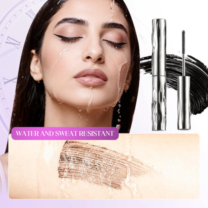 Washable Black Metal Wand Mascara, Waterproof Fiber Iron Mascara Tubing for for Volume & Length, 5D Curling Eyelash Quick-Dry, Long-lasting, Smudge Proof & No Flaking (Black)