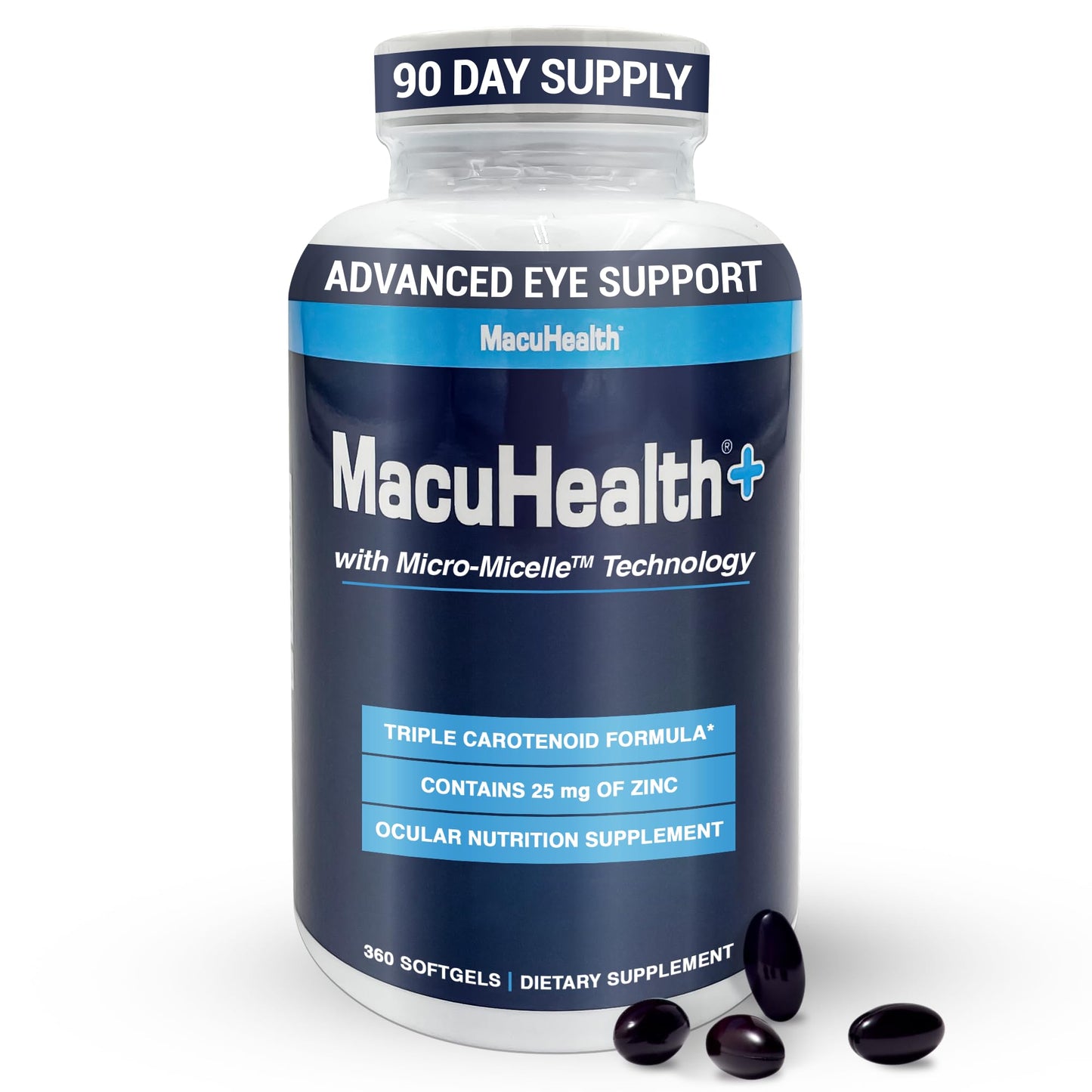 Macuhealth Plus+ Eye Vitamins Supplement for Adults - 90 Day Supply with Lutein, Zeaxanthin, and Meso-Zeaxanthin - Unflavored, Vitamin for Eyes MacuhealthBuy Supplements Australia