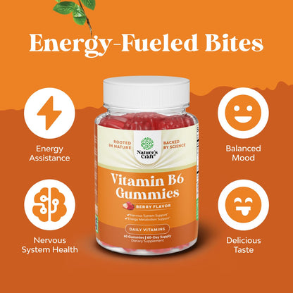 Potent Vitamin B6 Gummies for Adults - Potent Vitamin B Complex Supplements for Men & Women for Nervous System Support Mood & Immune System - Vegan Pyridoxine Chews for Energy & Metabolism - 30 Count
