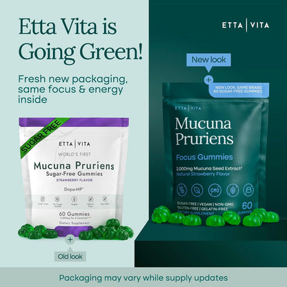 Sugar-Free Mucuna Pruriens Gummies (2g/serving) Strawberry Flavor, 60 Chews | Dopamine supplement for energy, focus, calm mood & motivation, mucuna pruriens 10:1 extract, vegan, non-GMO, gluten-free, USA