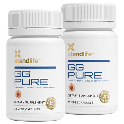 Xtendlife GG Pure Geranylgeraniol for CoQ10, Bone, Muscle & Heart Support - 150mg GG Gold from Annatto Seeds - Ideal for Statin Users - 2 Month Supply (Pack of 2)