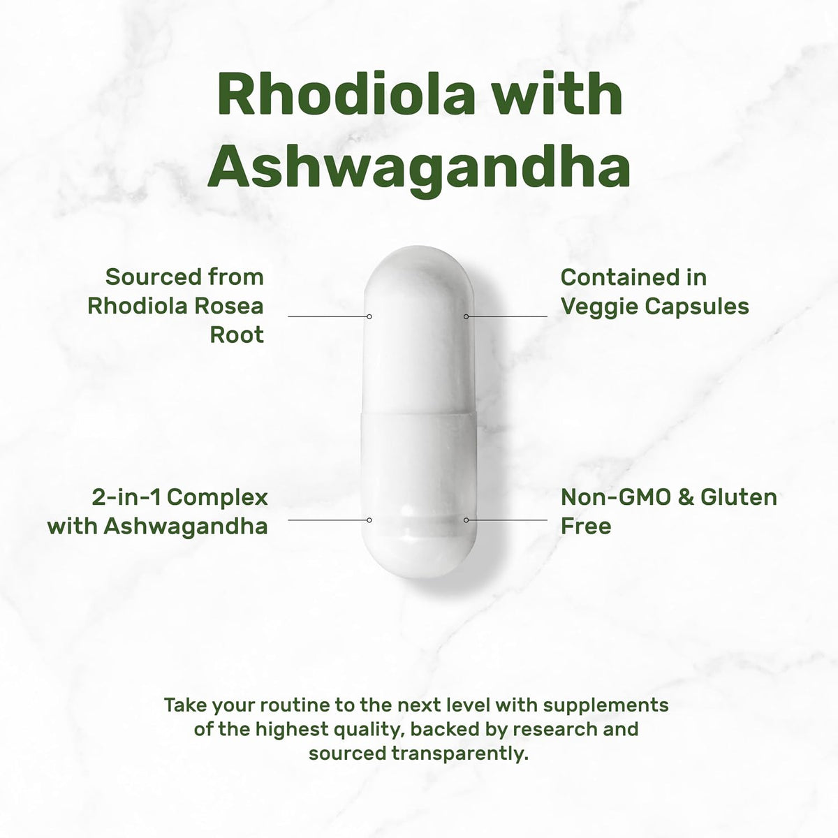 DEAL SUPPLEMENT Rhodiola Rosea with Ashwagandha, 240 Veggie Capsules – Rhodiola Rosea Supplement – Rhodiola & Ashwagandha Blend – Non-GMO