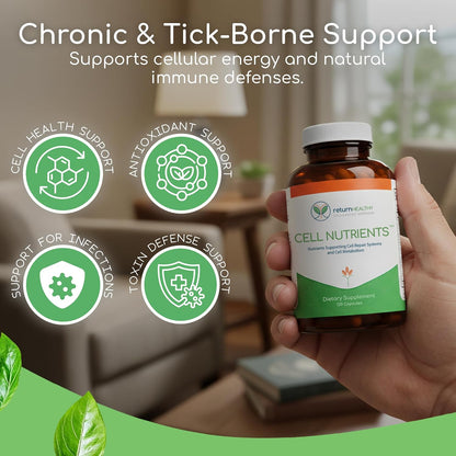 Cell Nutrients | Promotes Cell and Membrane Repair & Cell Metabolism | Helps Fight Tick-Borne Infections & More | Mitochondrial Supplements | Non-GMO, Vegan, 120 caps