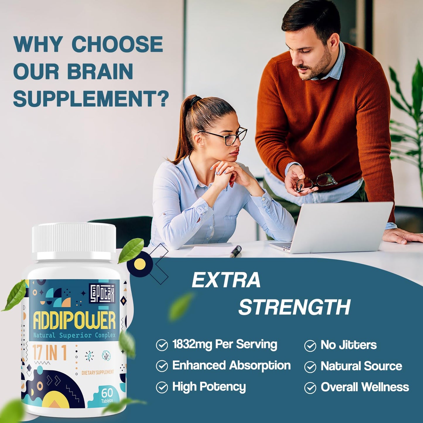 17-in-1 Brain Supplement for Memory and Focus | Nootropic Brain Supplement for Mental Clarity, Concentration, Alertness | Natural Nootropics with Herbal Extracts,