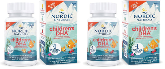 Nordic Naturals Children’s DHA, Strawberry - 120 Mini Chewable Soft Gels for Kids - 250 mg Omega-3 with EPA & DHA - Brain Development & Function - Non-GMO - 30 Servings (Pack of 2) Nordic NaturalsBuy Supplements Australia
