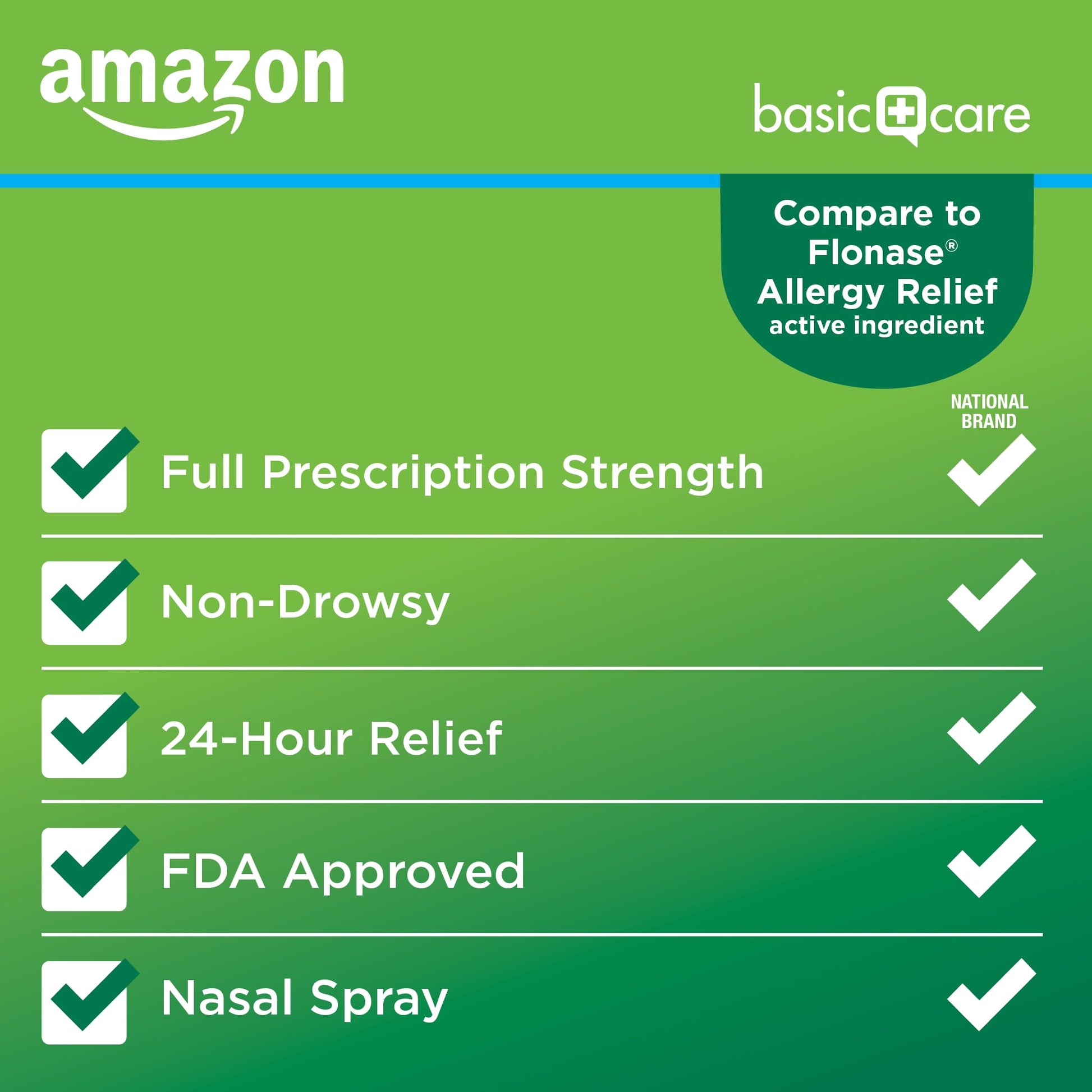 Amazon Basic Care 24-Hour Allergy Relief Nasal Spray, Fluticasone Propionate (Glucocorticoid), 50 mcg, Full Prescription Strength, Non-Drowsy, 0.62 Fl Oz Amazon Basic Care buy supplements Au