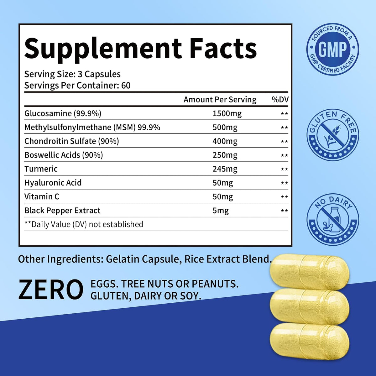 Glucosamine Chondroitin MSM, Turmeric & Boswellia, 180 Count