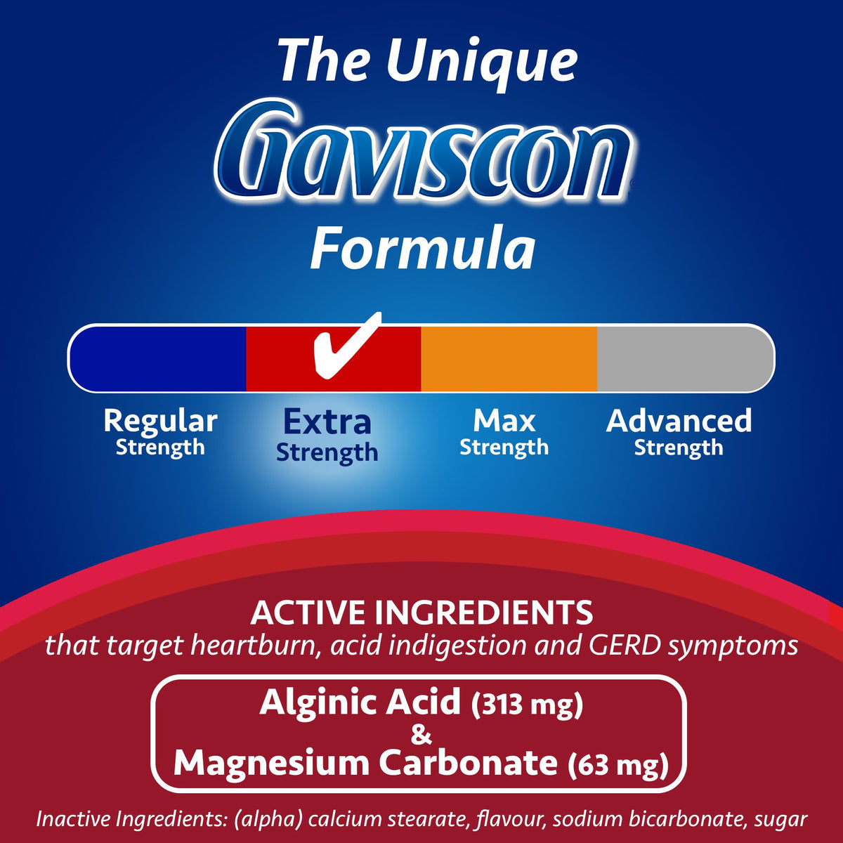 Gaviscon Extra Strength Fruit Antacid 60 Tablets
