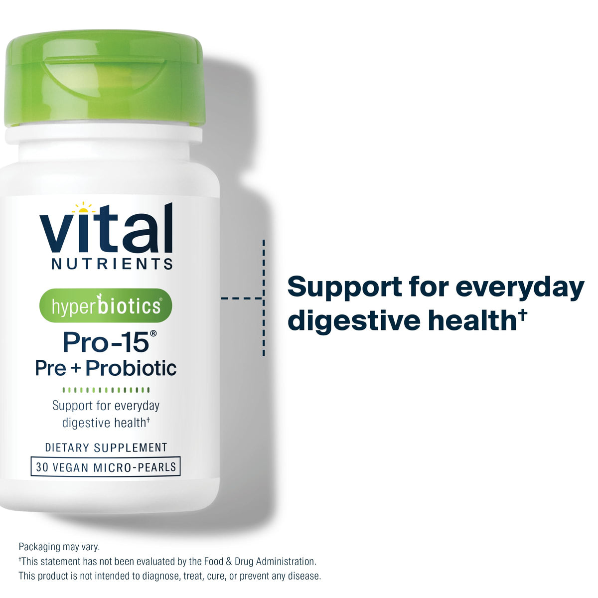 Hyperbiotics Vital Nutrients Pro-15 Prebiotics and Probiotics for Women and Men | 15 Science Backed Strains | Supports Occasional Constipation, Diarrhea, Gas & Bloating | 60 Vegan Time Release Pearls