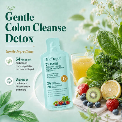 7 Day Gut Cleanse Liquid Detox Drink for Women & Men Colon Cleanse | 24 Fruit & Vegetable Blend for Gut Balance, Gentle Regularity and Daily Digestive Support, Convenient 7-Pack Beverage Cleanse