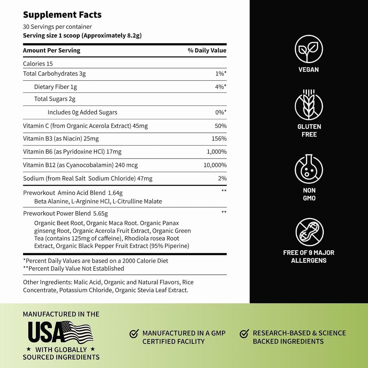 Snap Supplements Beet Root Powder Natural Pre Workout for Men Women, 30 SRV | Plant-Based Energy, Nitric Oxide , Blood Flow, & Endurance Support - Clean Pre Workout for Active Adults, Vegan, Sugar-Free