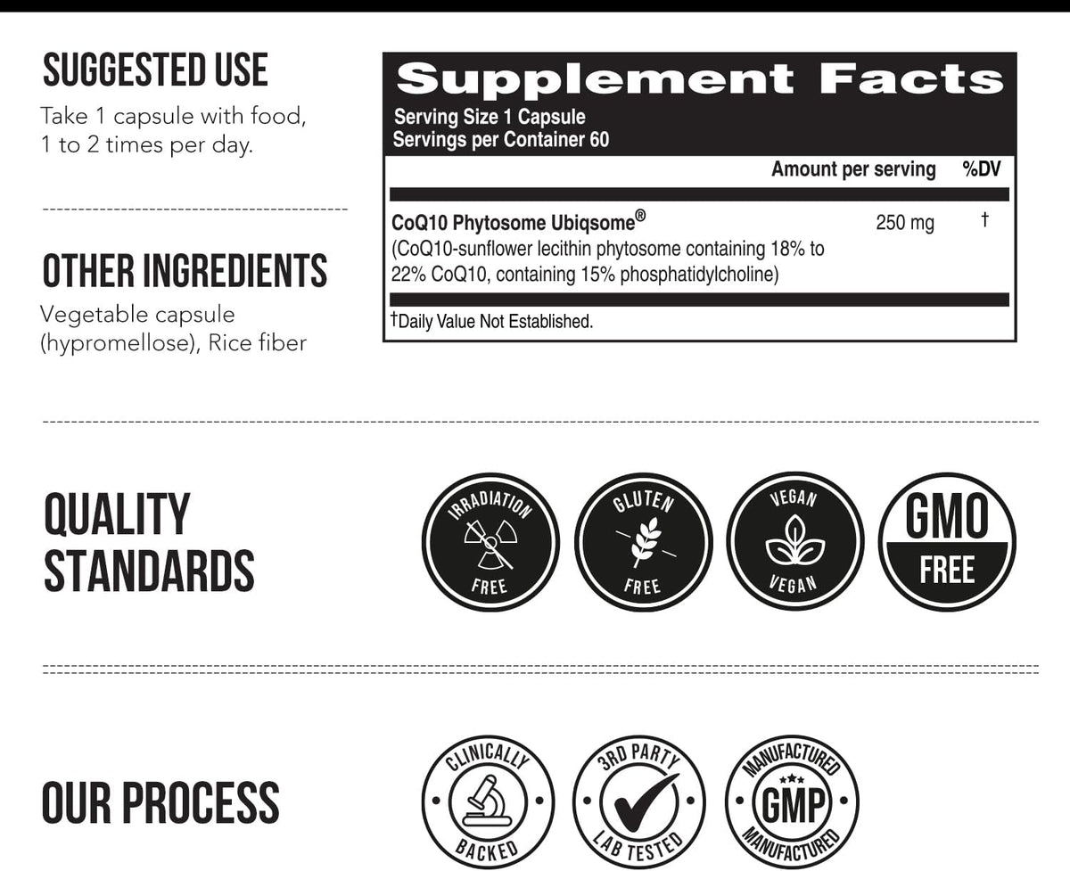 SoActive CoQ10® 250 mg: CoQ10 Phytosome with up to 9X Higher Absorption - Proven Cellular Delivery - Supports Cellular Energy Production (60 Capsules)