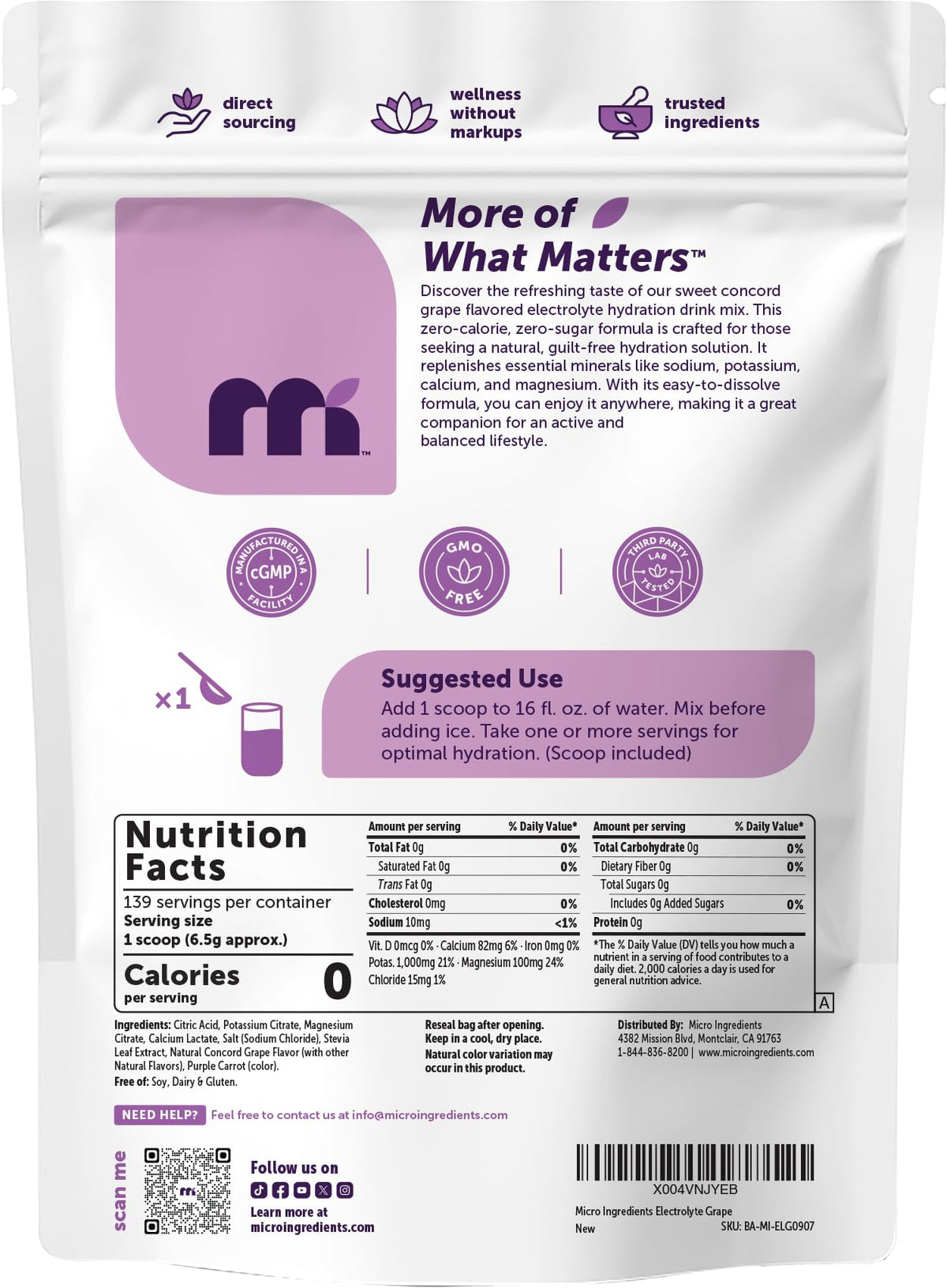 Micro Ingredients Electrolytes Powder, Sugar-Free Lemon Raspberry | 1,000 mg Potassium Per Serving. 139 Servings, 2 lb Bulk Supply, Hydration Drink Mix Powder. 0 Calorie, Keto Friendly. Non-GMO