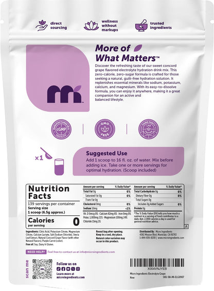 Micro Ingredients Electrolytes Powder, Sugar-Free Lemon Raspberry | 1,000 mg Potassium Per Serving. 139 Servings, 2 lb Bulk Supply, Hydration Drink Mix Powder. 0 Calorie, Keto Friendly. Non-GMO