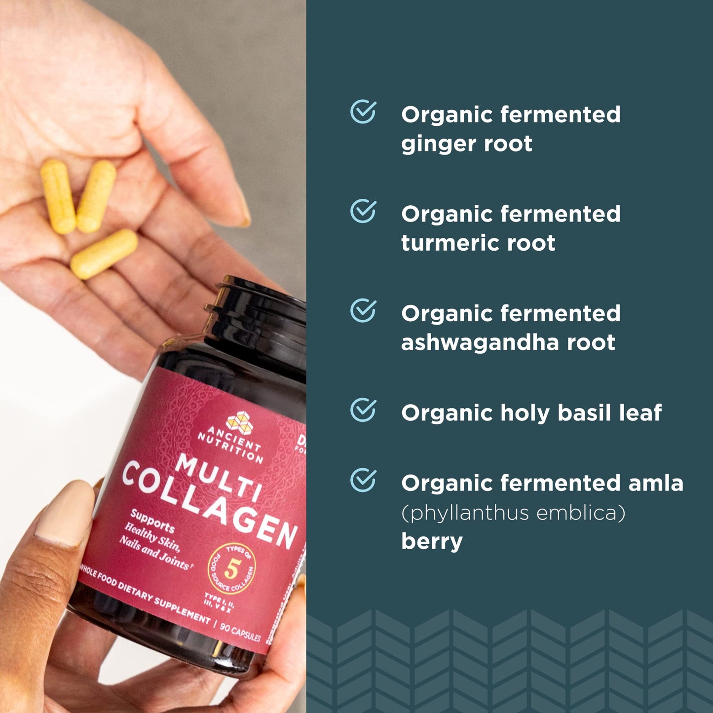 Ancient Nutrition Collagen Peptides Pills, Hydrolyzed Multi Collagen Supplement, Types I, II, II, V & X, Supports Healthy Skin and Nails