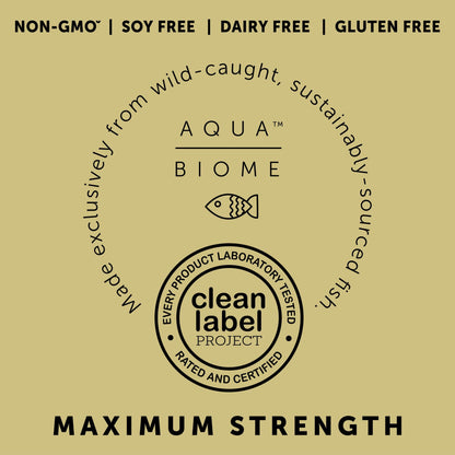 Aqua Biome by Enzymedica Omega 3 Fish Oil Maximum Strength - 120 Softgels | Fish Oil Omega 3 Fatty Acid Supplement for Women & Men, Source of DPA, EPA, & DHA, Heart & Brain Health Support, Gluten Free